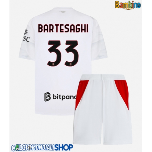 Maglie da calcio AC Milan Davide Bartesaghi #33 Seconda Maglia Bambino 2026-27 Manica Corta + Pantaloni corti)